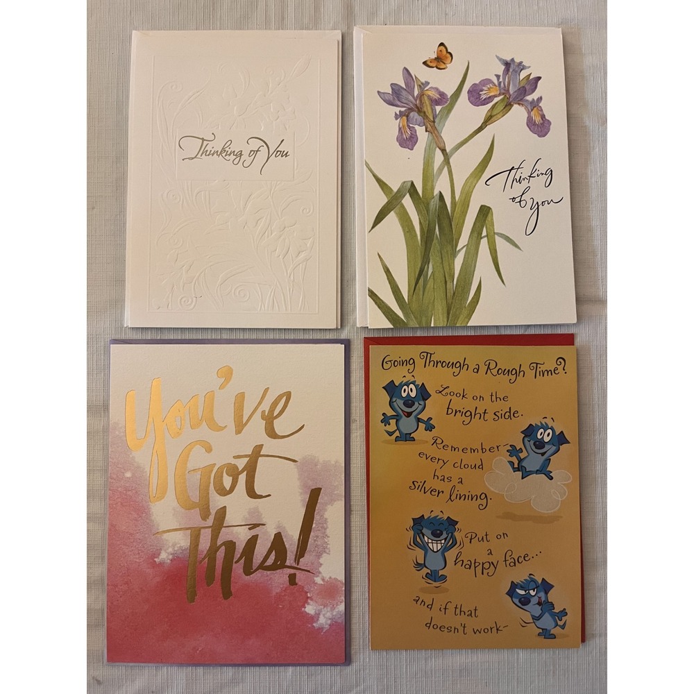 Assorted Greeting Cards Bundle Thinking of You Sympathy Get Well 4 Pack